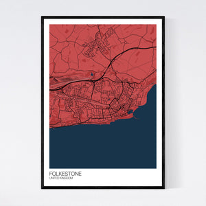 Folkestone City Map Print