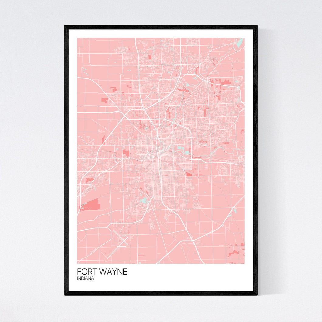 Fort Wayne City Map Print