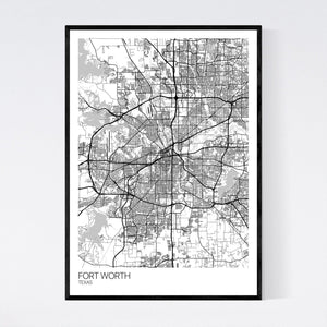 Fort Worth City Map Print