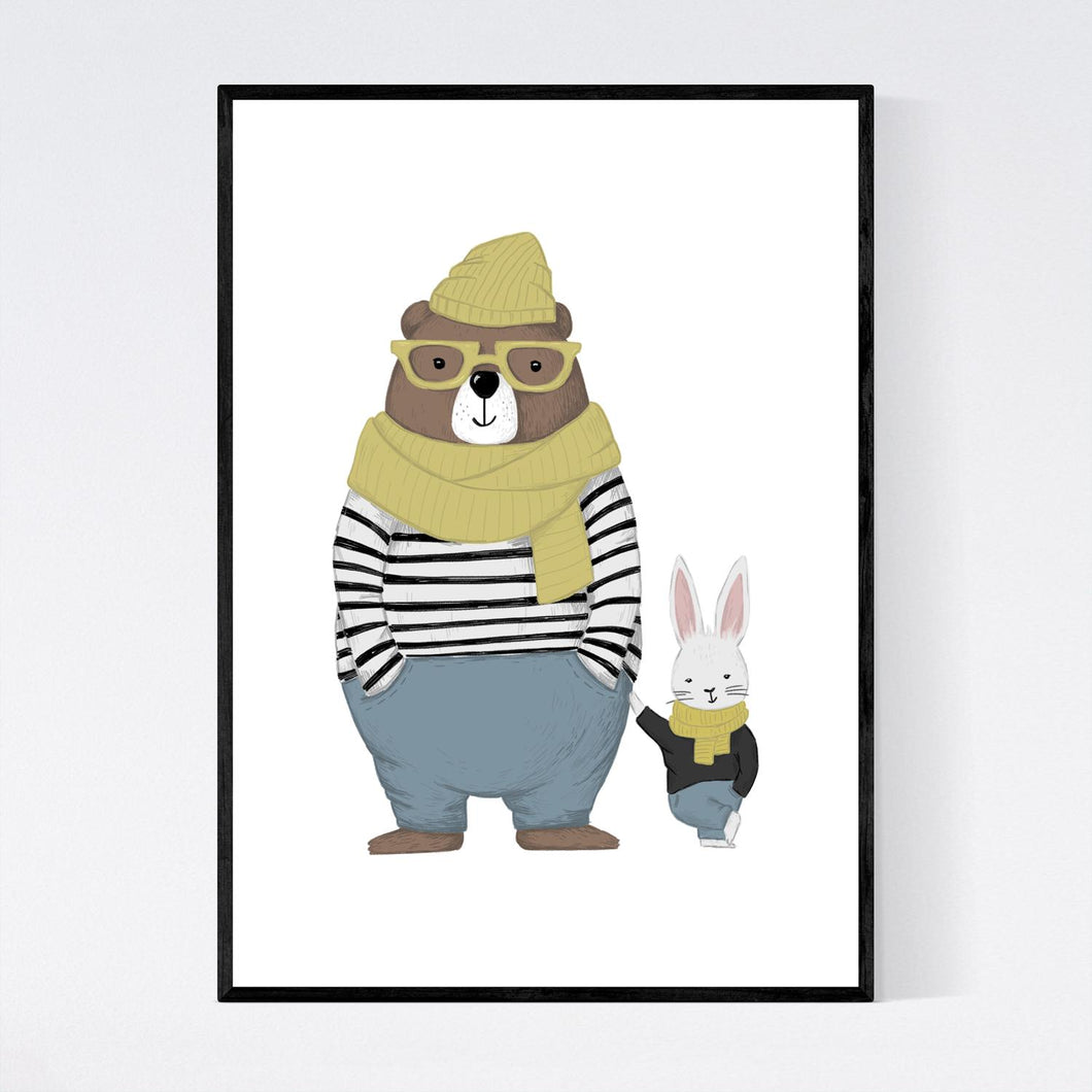 Bear and Rabbit Friends Print