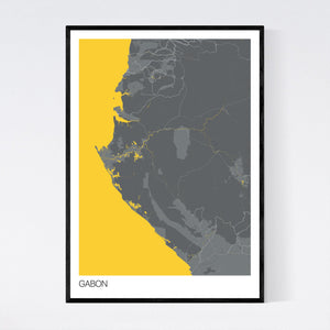 Gabon Country Map Print