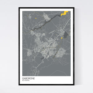 Gaborone City Map Print