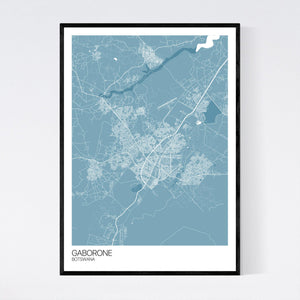 Gaborone City Map Print