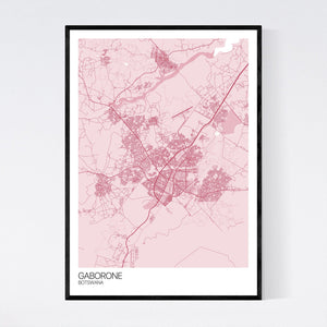 Gaborone City Map Print