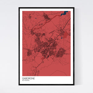 Gaborone City Map Print