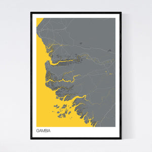 Gambia Country Map Print