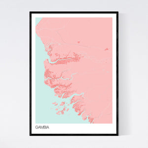 Gambia Country Map Print