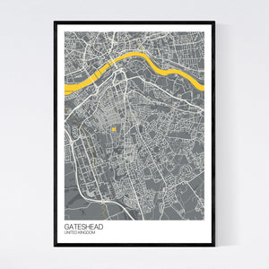 Gateshead City Map Print