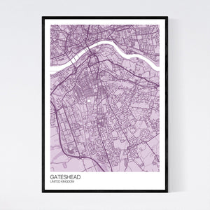 Gateshead City Map Print