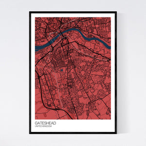 Gateshead City Map Print