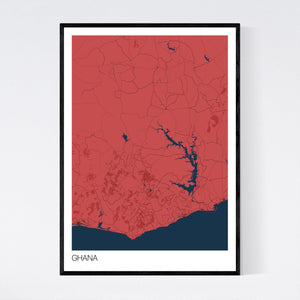Ghana Country Map Print