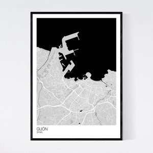 Gijón City Map Print