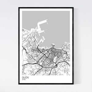 Gijón City Map Print