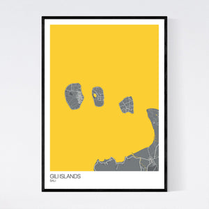 Gili Islands Island Map Print