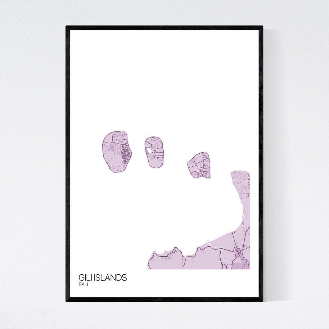 Gili Islands Island Map Print