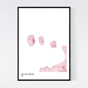 Gili Islands Island Map Print