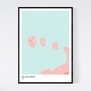 Gili Islands Island Map Print