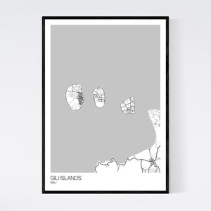 Gili Islands Island Map Print
