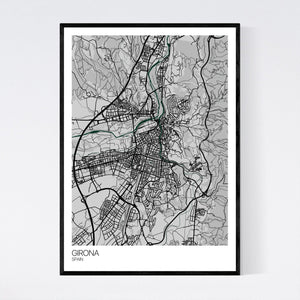 Girona Town Map Print