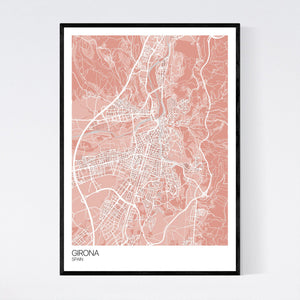 Girona Town Map Print