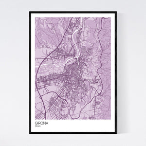 Girona Town Map Print