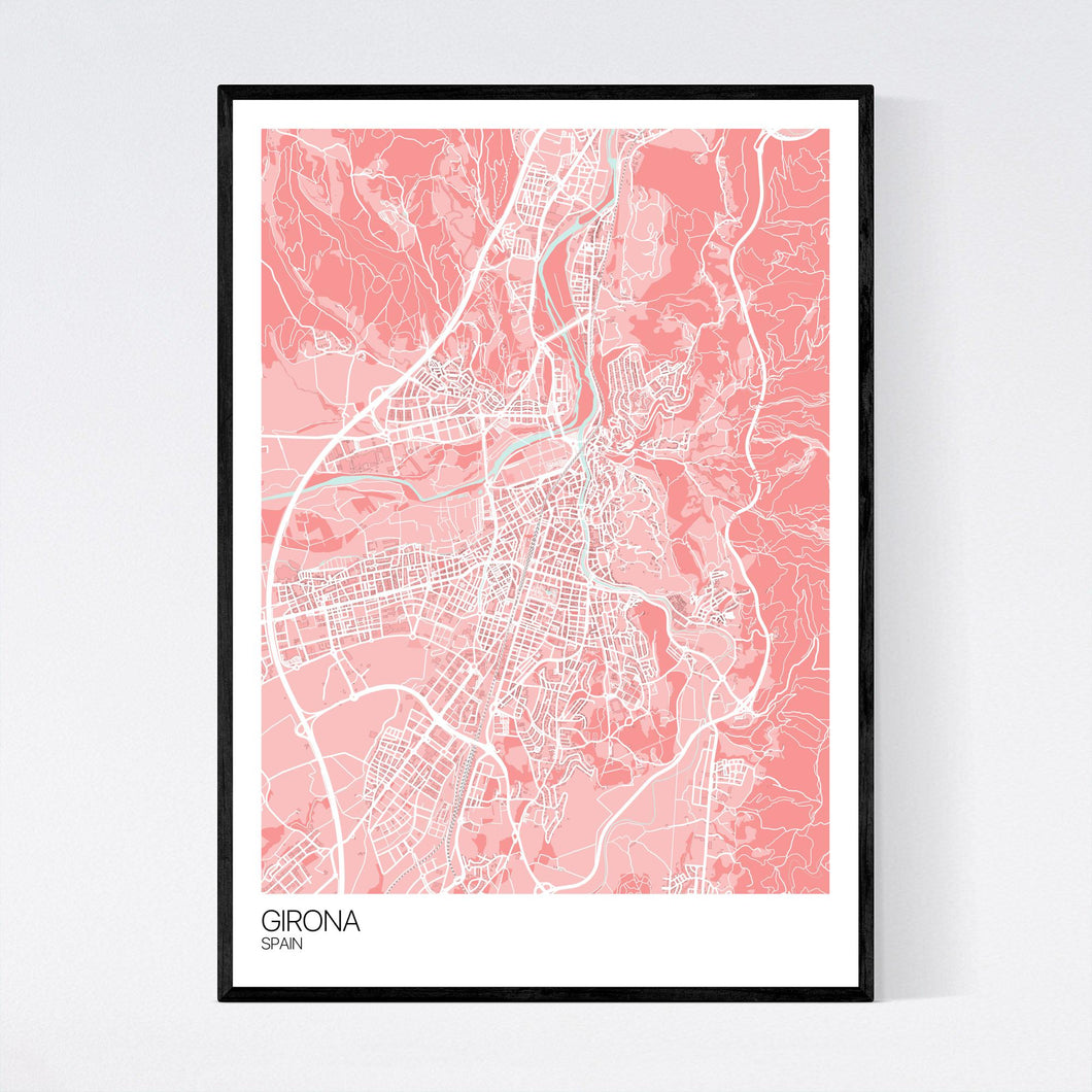 Girona Town Map Print