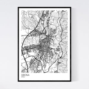 Girona Town Map Print