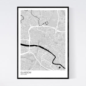 Glasgow City Centre City Map Print