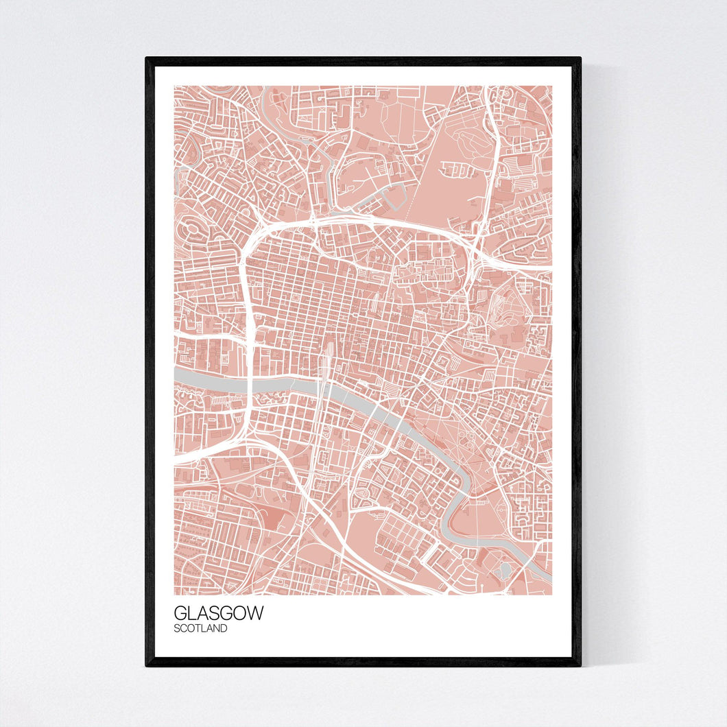 Glasgow City Centre City Map Print