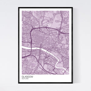 Glasgow City Centre City Map Print