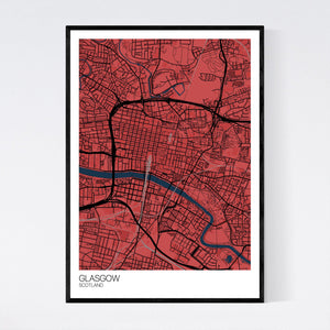 Glasgow City Centre City Map Print