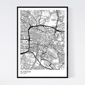 Glasgow City Centre City Map Print