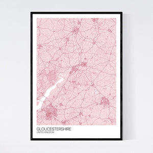 Gloucestershire Region Map Print