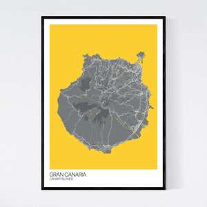 Gran Canaria Island Map Print