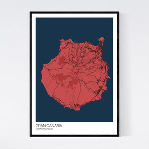 Gran Canaria Island Map Print