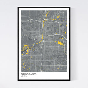 Grand Rapids City Map Print