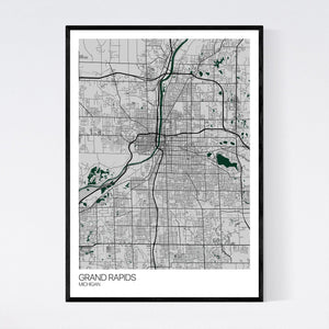 Grand Rapids City Map Print