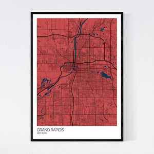 Grand Rapids City Map Print