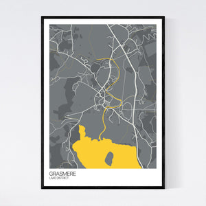 Grasmere Town Map Print