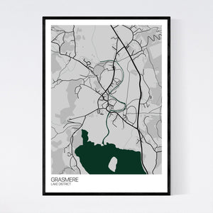 Grasmere Town Map Print