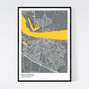 Gravesend City Map Print