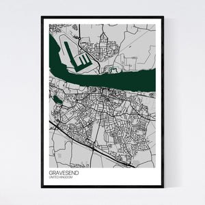 Gravesend City Map Print