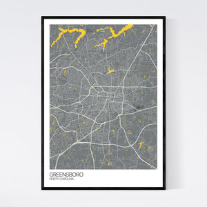 Greensboro City Map Print