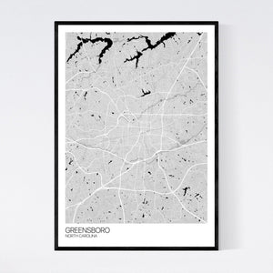Greensboro City Map Print