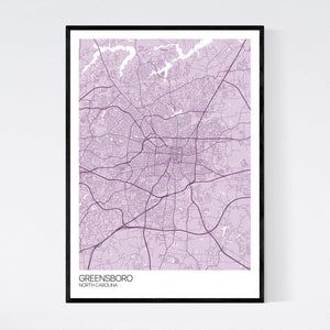Greensboro City Map Print