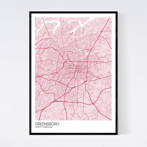 Greensboro City Map Print