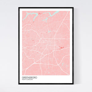 Greensboro City Map Print