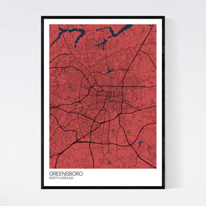 Greensboro City Map Print