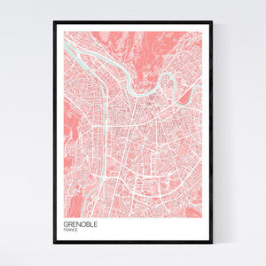 Grenoble City Map Print