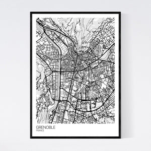 Grenoble City Map Print